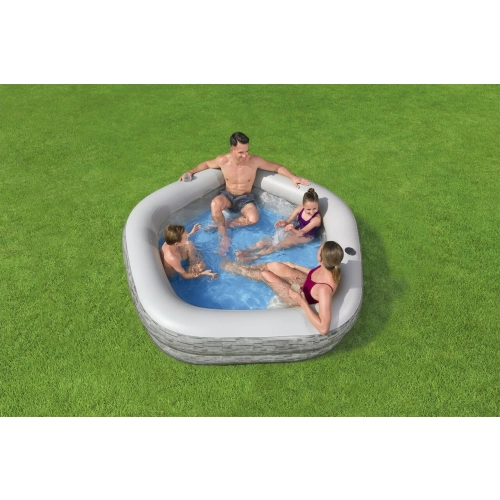 Basen z siedziskami 213/206/53 cm Szary Bestway 54423